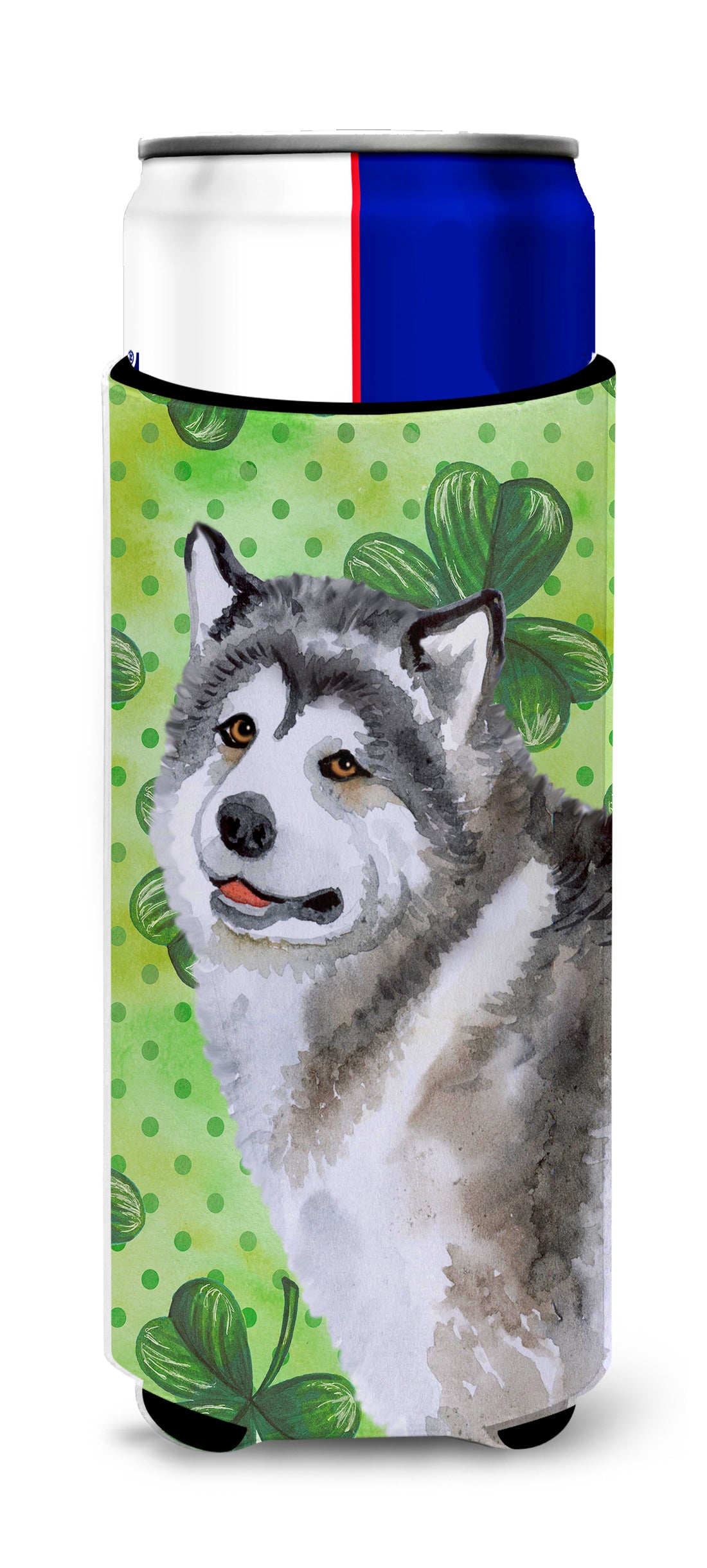 Alaskan Malamute St Patrick&#39;s  Ultra Hugger for slim cans BB9812MUK  the-store.com.