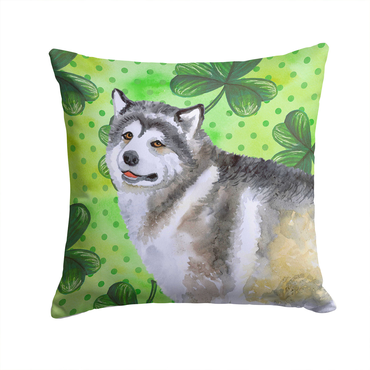 Alaskan Malamute St Patrick&#39;s Fabric Decorative Pillow BB9812PW1414 - the-store.com