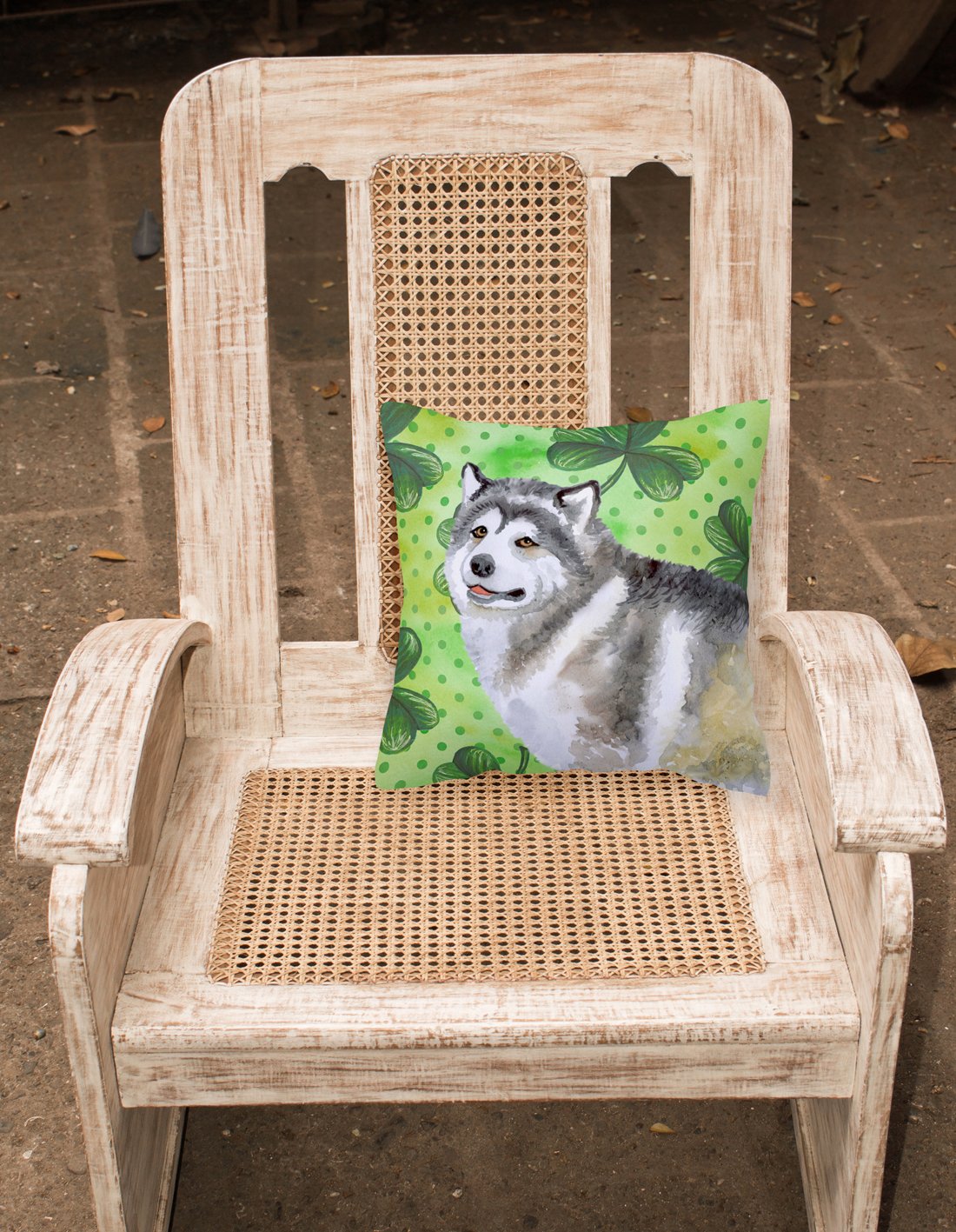 Alaskan Malamute St Patrick's Fabric Decorative Pillow BB9812PW1818 by Caroline's Treasures