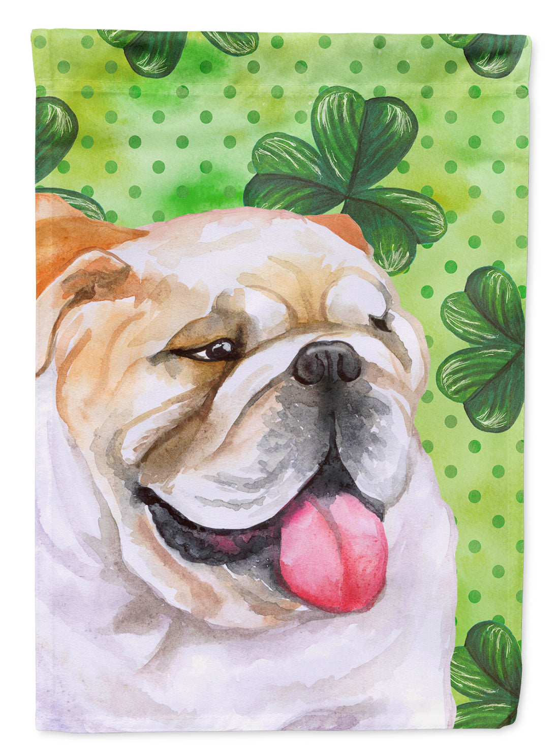 English Bulldog St Patrick's Flag Canvas House Size BB9813CHF  the-store.com.