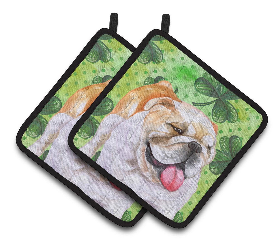 English Bulldog St Patrick's Pair of Pot Holders BB9813PTHD by Caroline's Treasures