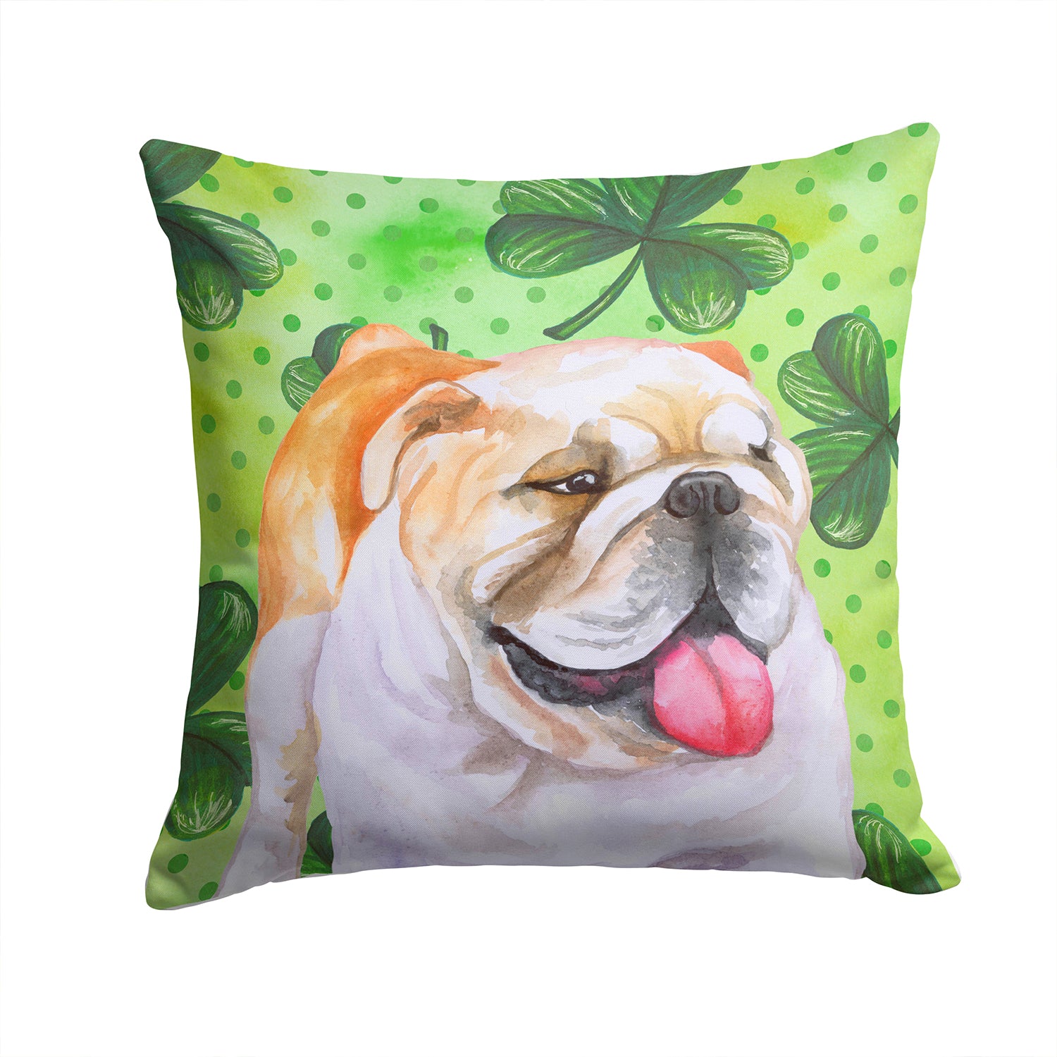 English Bulldog St Patrick's Fabric Decorative Pillow BB9813PW1414 - the-store.com