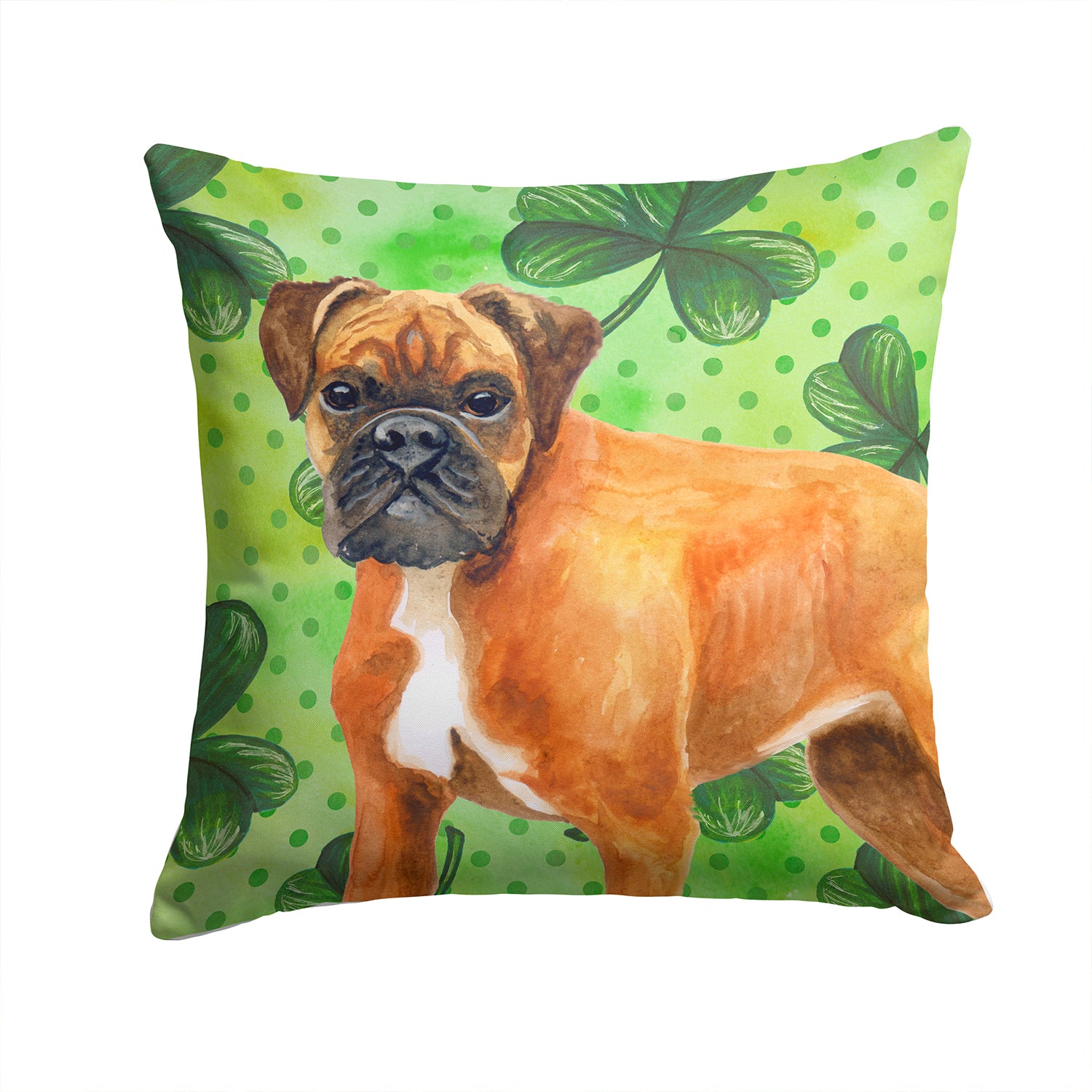 German Boxer St Patrick's Fabric Decorative Pillow BB9814PW1414 - the-store.com