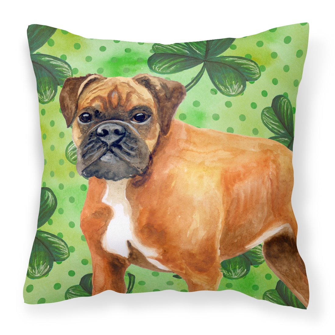 German Boxer St Patrick's Fabric Decorative Pillow BB9814PW1818 by Caroline's Treasures