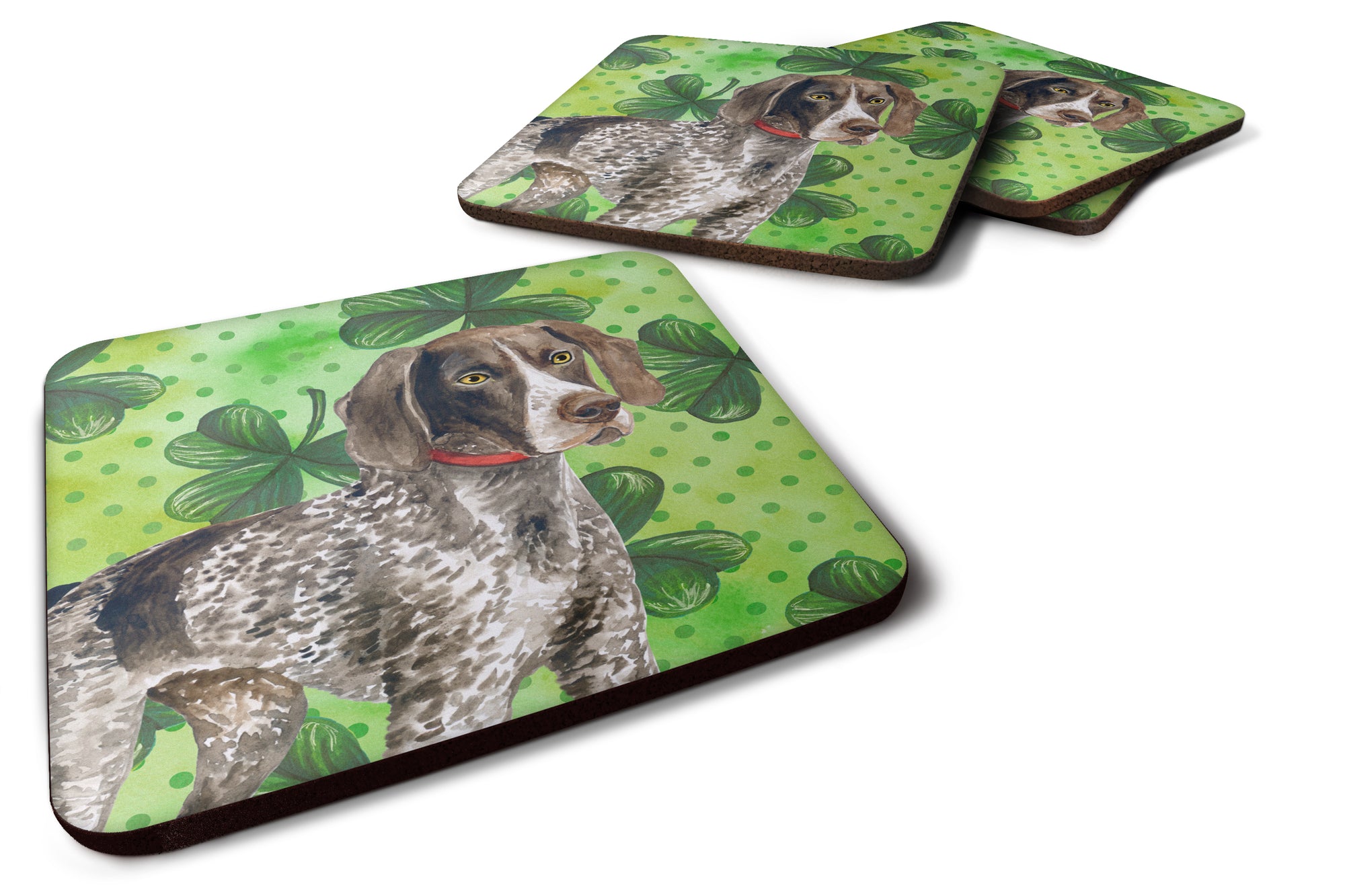 German Shorthaired Pointer St Patrick's Foam Coaster Set of 4 BB9815FC - the-store.com