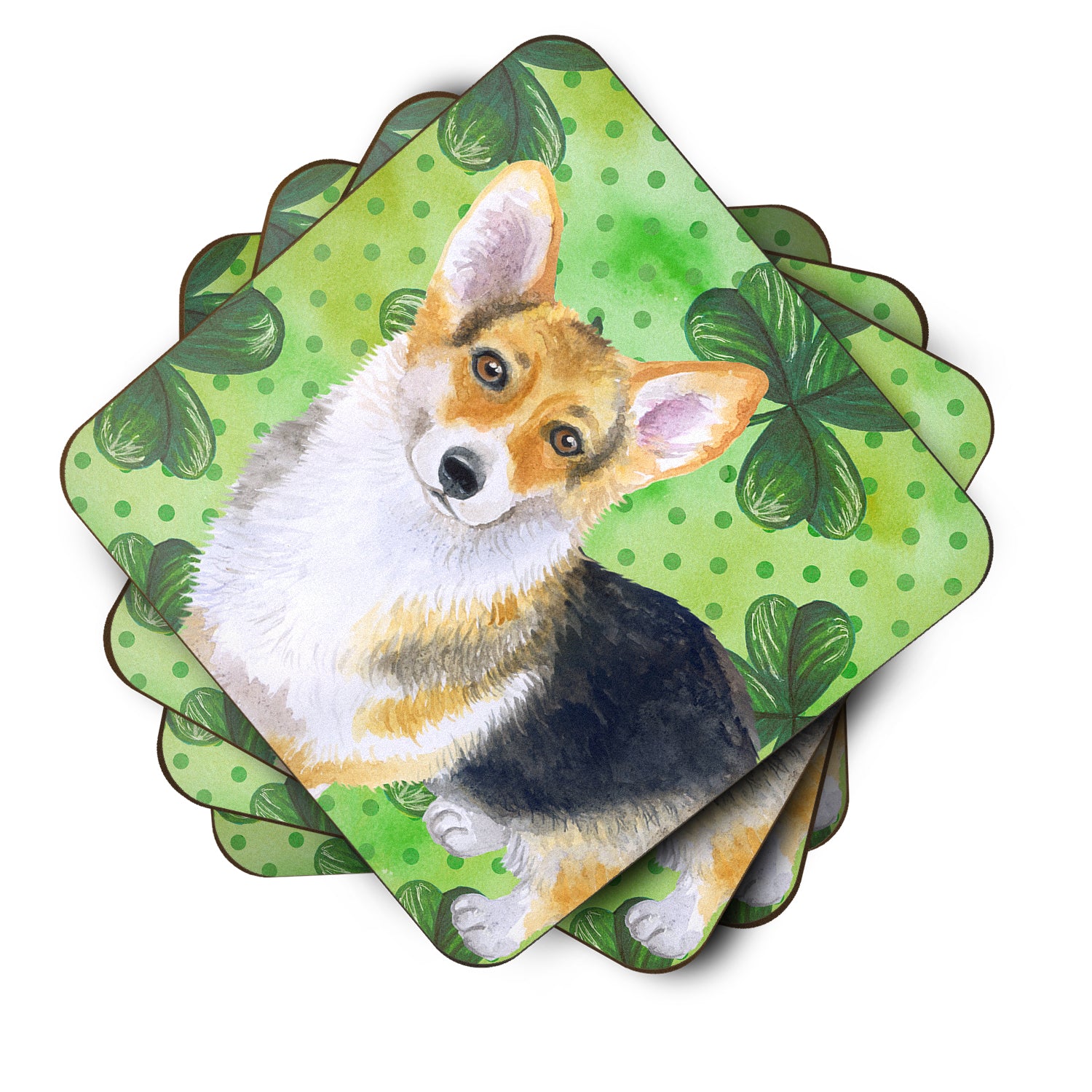 Pembroke Corgi St Patrick's Foam Coaster Set of 4 BB9816FC - the-store.com