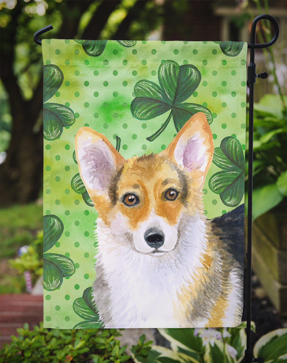 Pembroke Corgi St Patrick's Flag Garden Size BB9816GF  the-store.com.