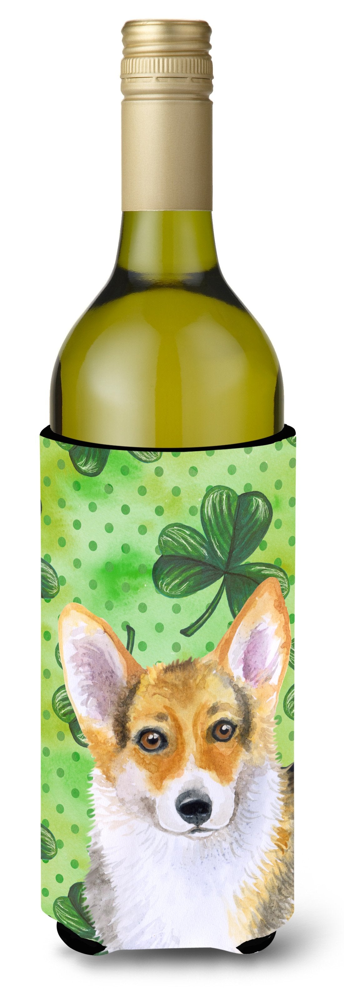 Pembroke Corgi St Patrick&#39;s Wine Bottle Beverge Insulator Hugger BB9816LITERK by Caroline&#39;s Treasures