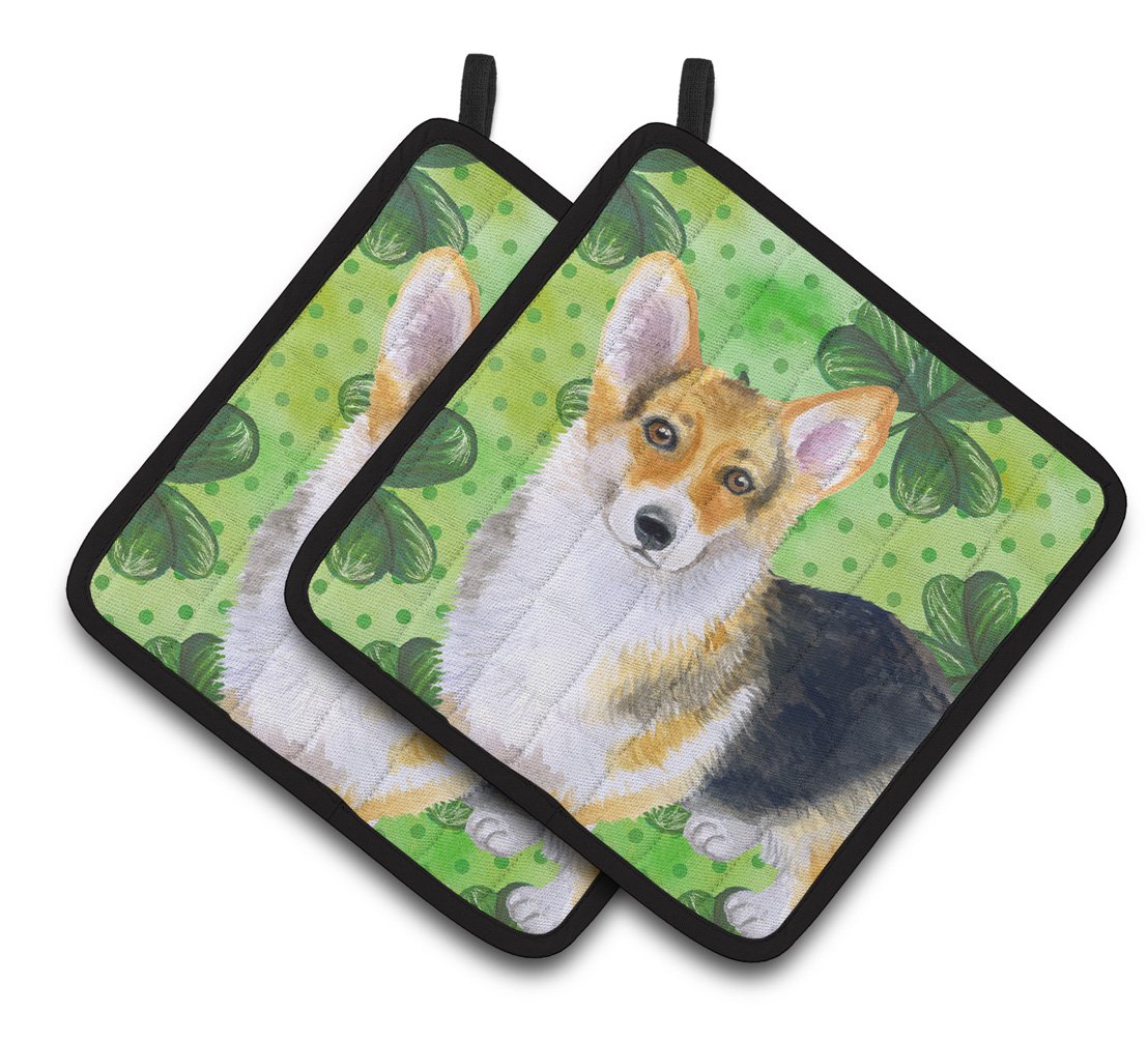 Pembroke Corgi St Patrick's Pair of Pot Holders BB9816PTHD by Caroline's Treasures