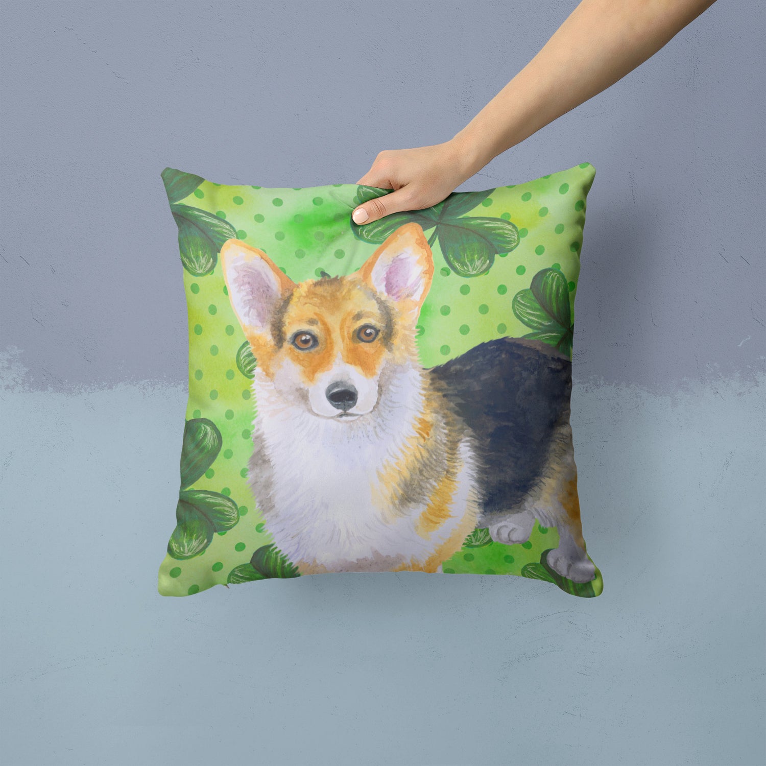 Pembroke Corgi St Patrick's Fabric Decorative Pillow - the-store.com