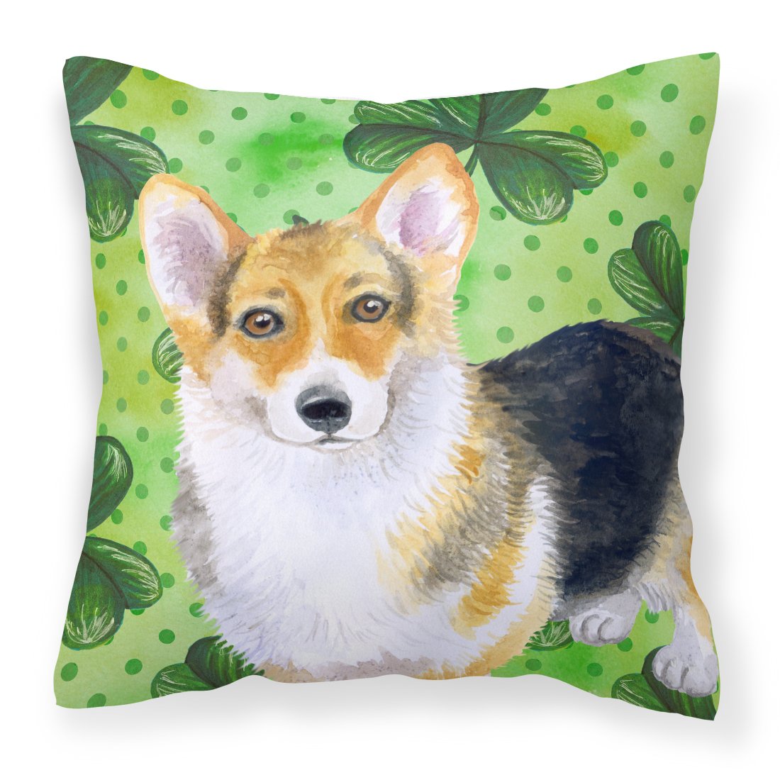 Pembroke Corgi St Patrick's Fabric Decorative Pillow BB9816PW1818 by Caroline's Treasures