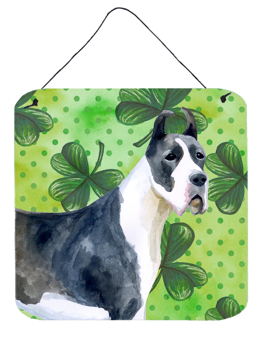 Harlequin Great Dane St Patrick's Wall or Door Hanging Prints BB9817DS66 by Caroline's Treasures