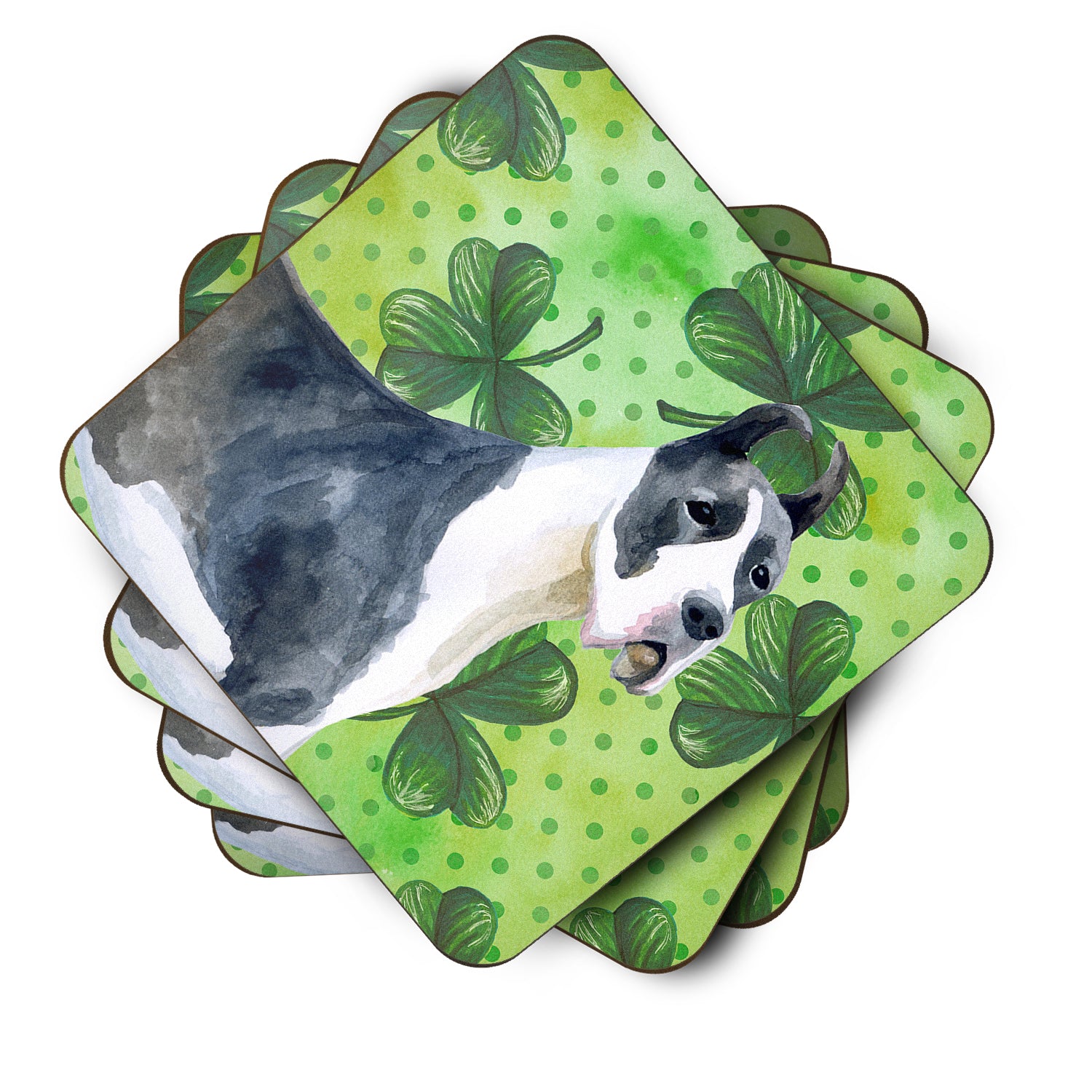 Harlequin Great Dane St Patrick's Foam Coaster Set of 4 BB9817FC - the-store.com