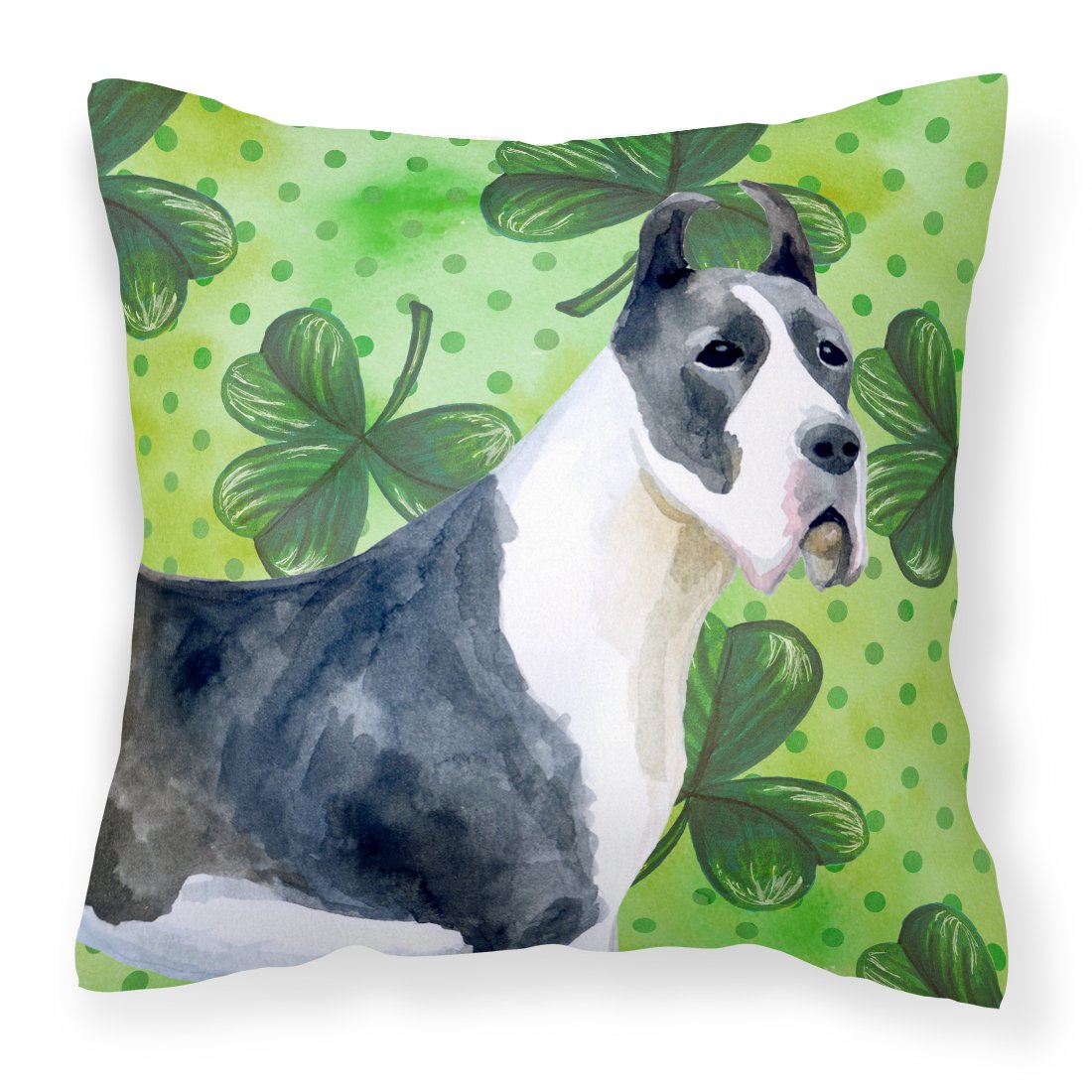 Harlequin Great Dane St Patrick's Fabric Decorative Pillow BB9817PW1818 by Caroline's Treasures