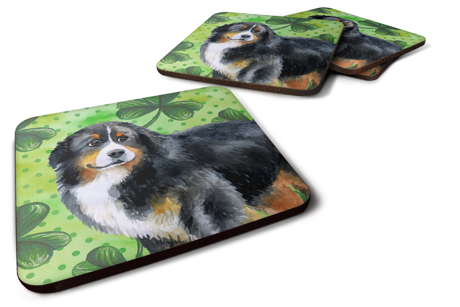 Bernese Mountain Dog St Patrick's Foam Coaster Set of 4 BB9819FC - the-store.com