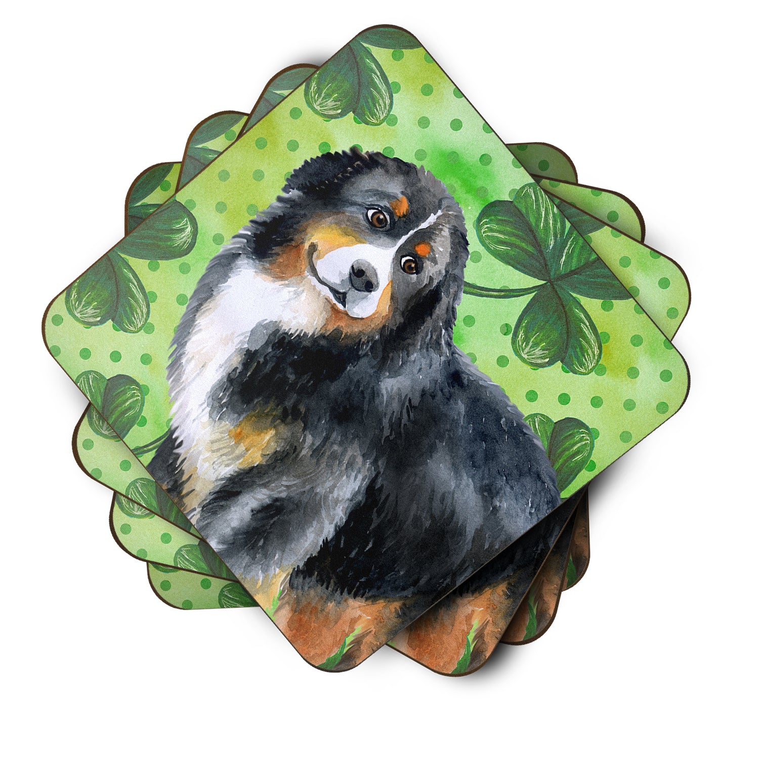 Bernese Mountain Dog St Patrick's Foam Coaster Set of 4 BB9819FC - the-store.com