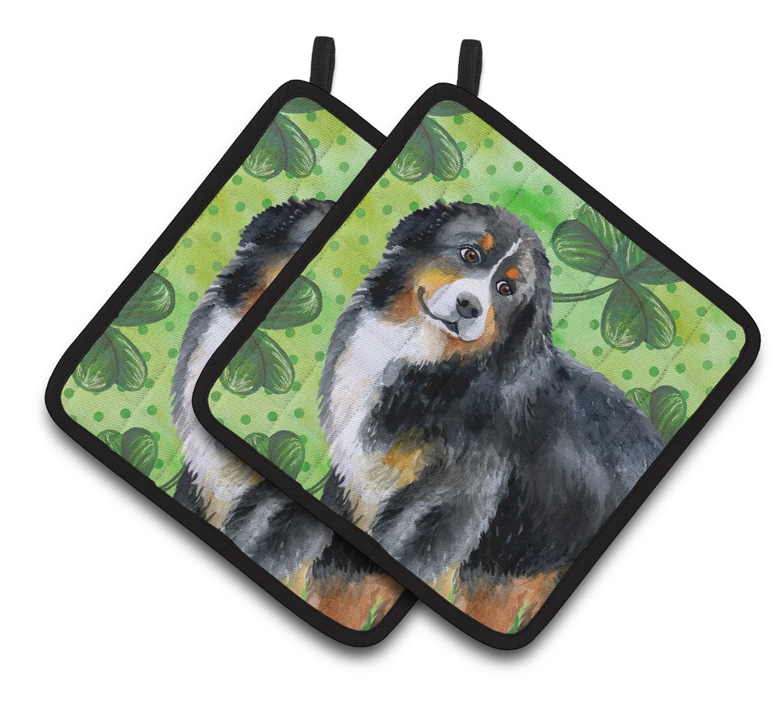 Bernese Mountain Dog St Patrick's Pair of Pot Holders BB9819PTHD by Caroline's Treasures