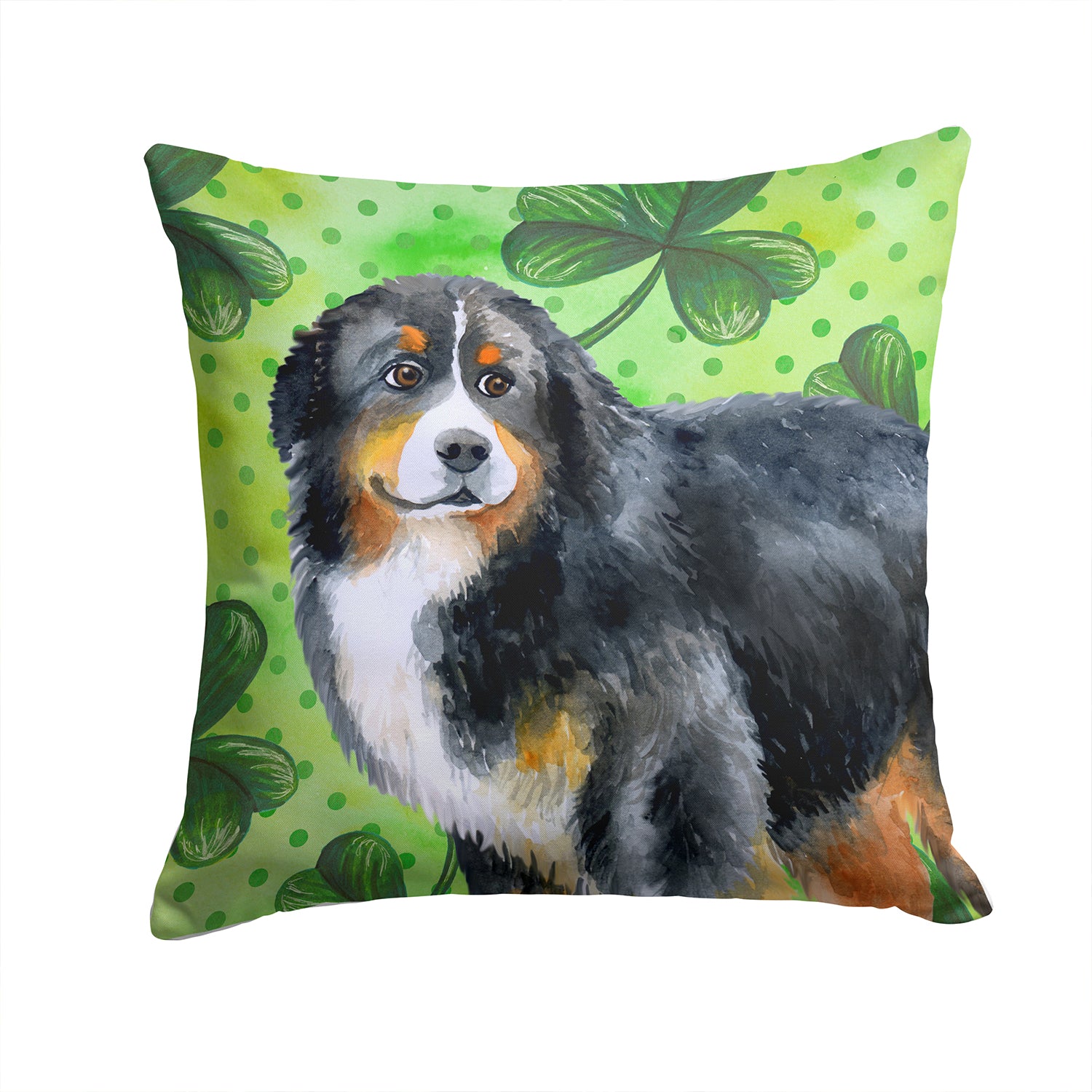 Bernese Mountain Dog St Patrick's Fabric Decorative Pillow BB9819PW1414 - the-store.com