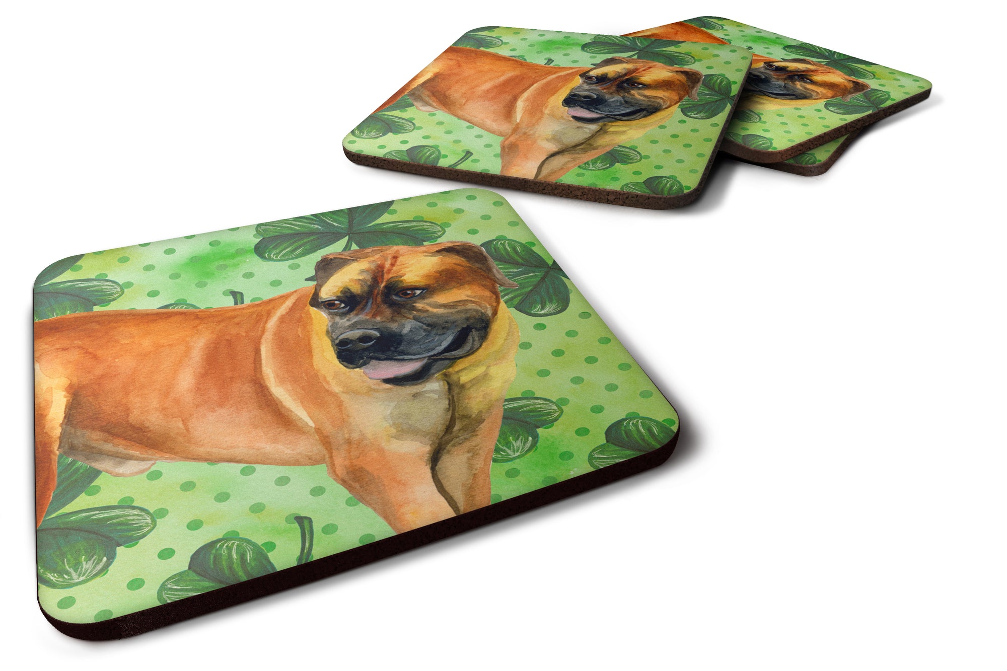 Boerboel Mastiff St Patrick's Foam Coaster Set of 4 BB9820FC - the-store.com