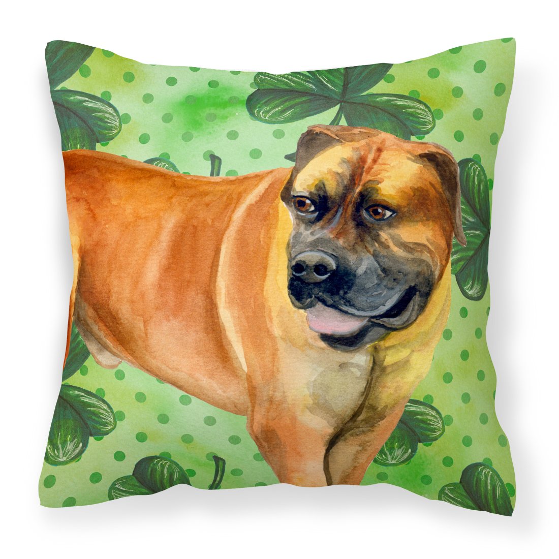 Boerboel Mastiff St Patrick's Fabric Decorative Pillow BB9820PW1818 by Caroline's Treasures