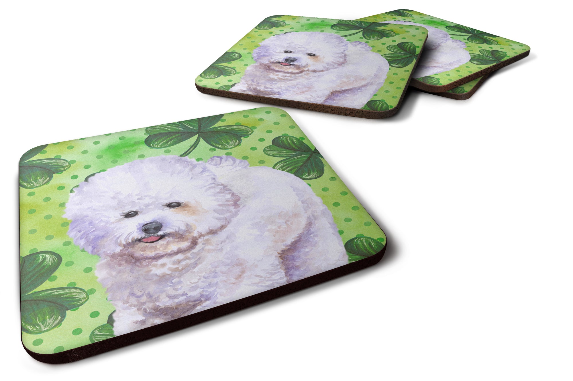 Bichon Frise St Patrick's Foam Coaster Set of 4 BB9822FC - the-store.com