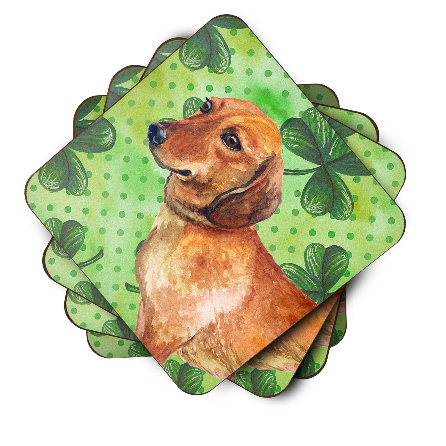 Dachshund St Patrick's Foam Coaster Set of 4 BB9826FC - the-store.com