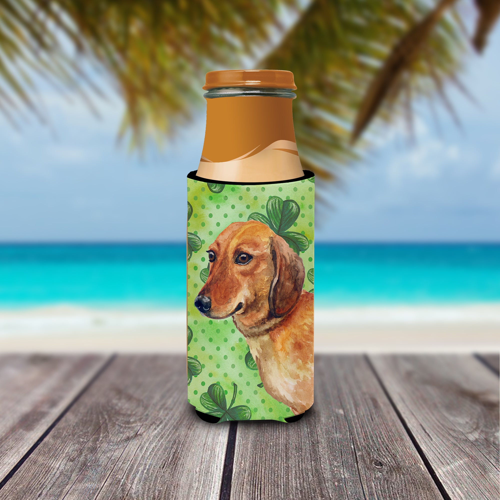 Dachshund St Patrick's  Ultra Hugger for slim cans BB9826MUK  the-store.com.