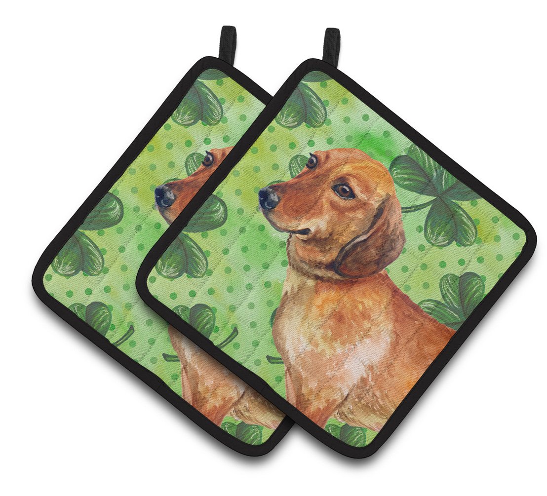 Dachshund St Patrick&#39;s Pair of Pot Holders BB9826PTHD by Caroline&#39;s Treasures