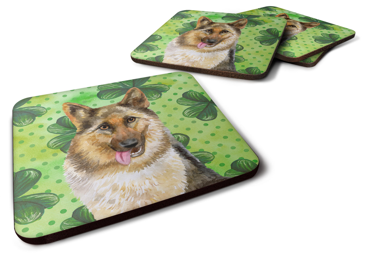 German Shepherd St Patrick's Foam Coaster Set of 4 BB9828FC - the-store.com