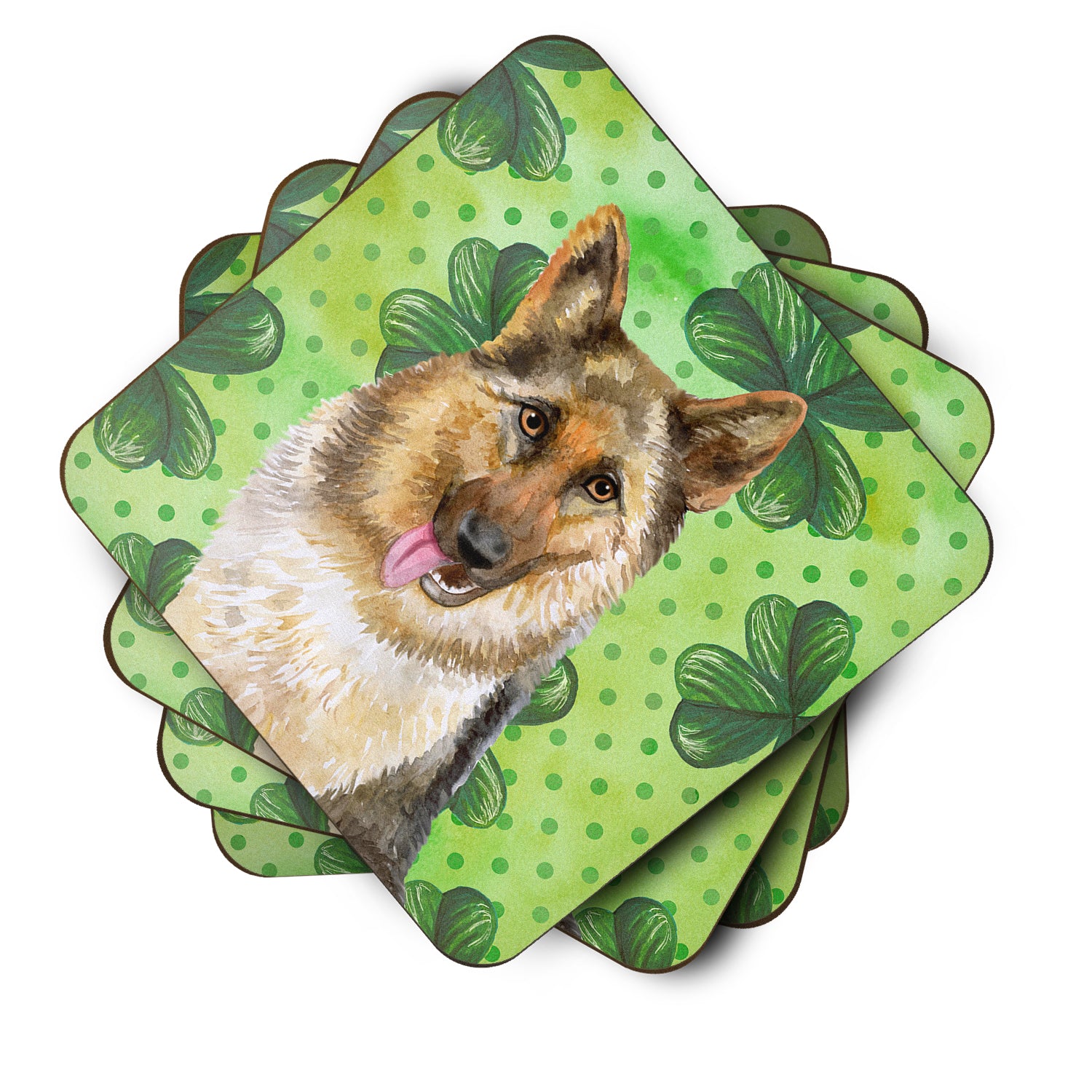 German Shepherd St Patrick's Foam Coaster Set of 4 BB9828FC - the-store.com