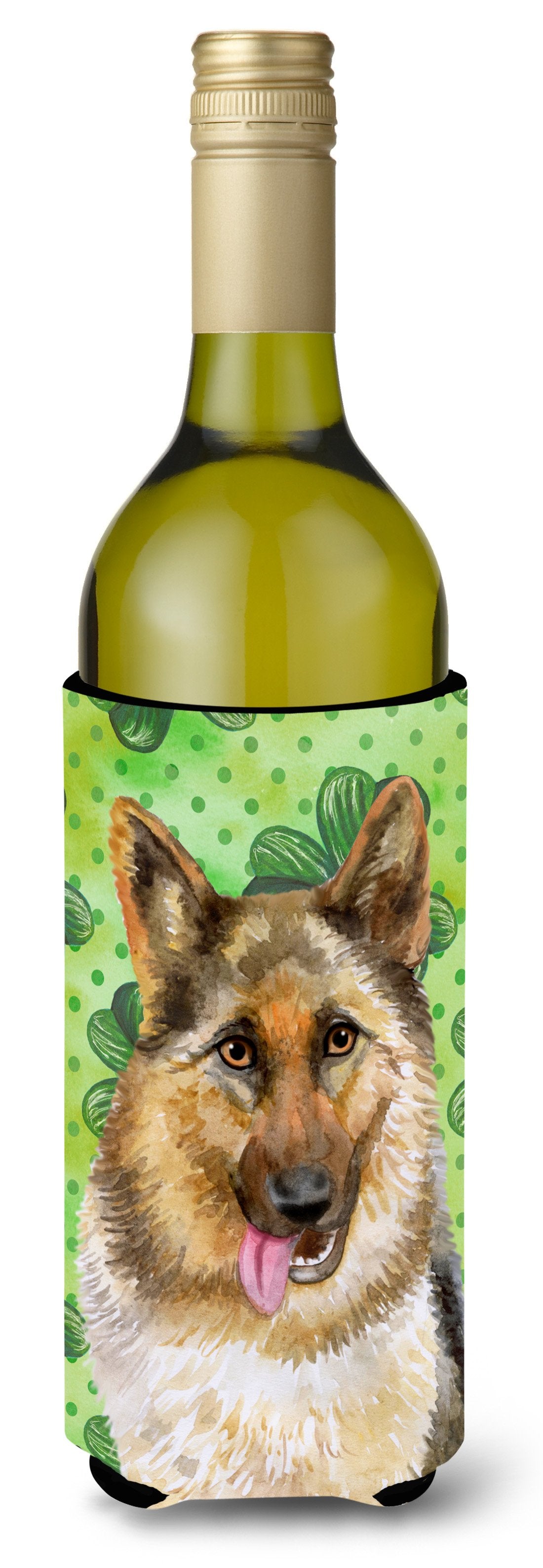 German Shepherd St Patrick&#39;s Wine Bottle Beverge Insulator Hugger BB9828LITERK by Caroline&#39;s Treasures