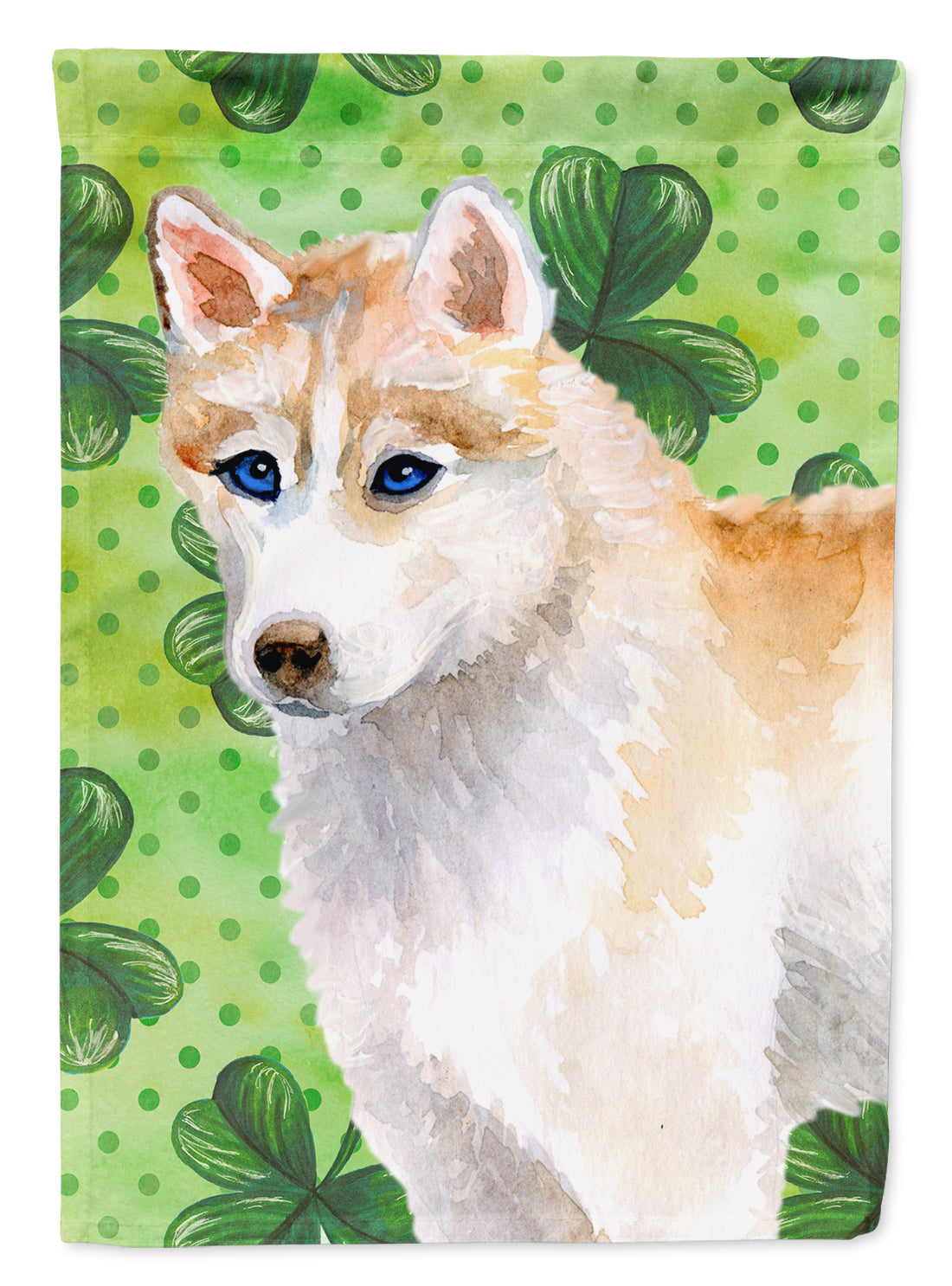 Siberian Husky St Patrick's Flag Canvas House Size BB9829CHF  the-store.com.