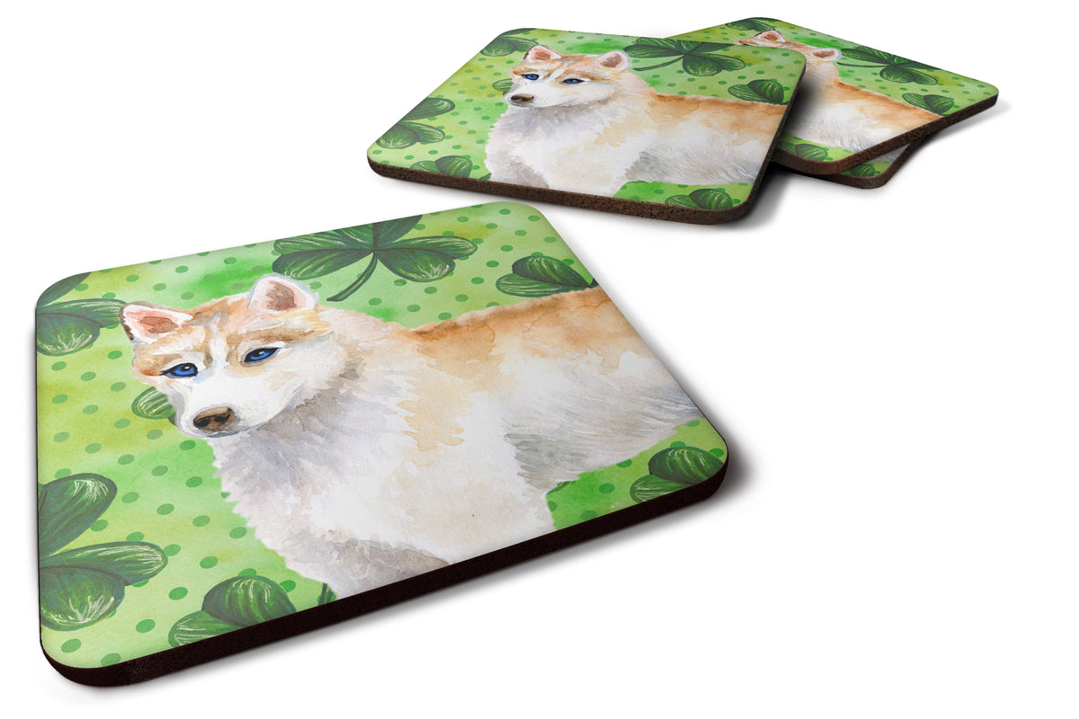 Siberian Husky St Patrick&#39;s Foam Coaster Set of 4 BB9829FC - the-store.com