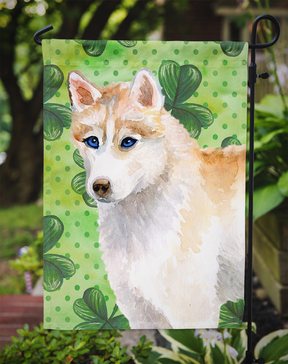 Siberian Husky St Patrick's Flag Garden Size BB9829GF  the-store.com.