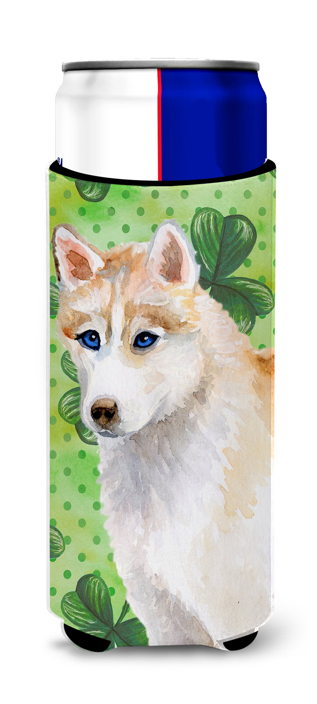 Siberian Husky St Patrick's  Ultra Hugger for slim cans BB9829MUK  the-store.com.