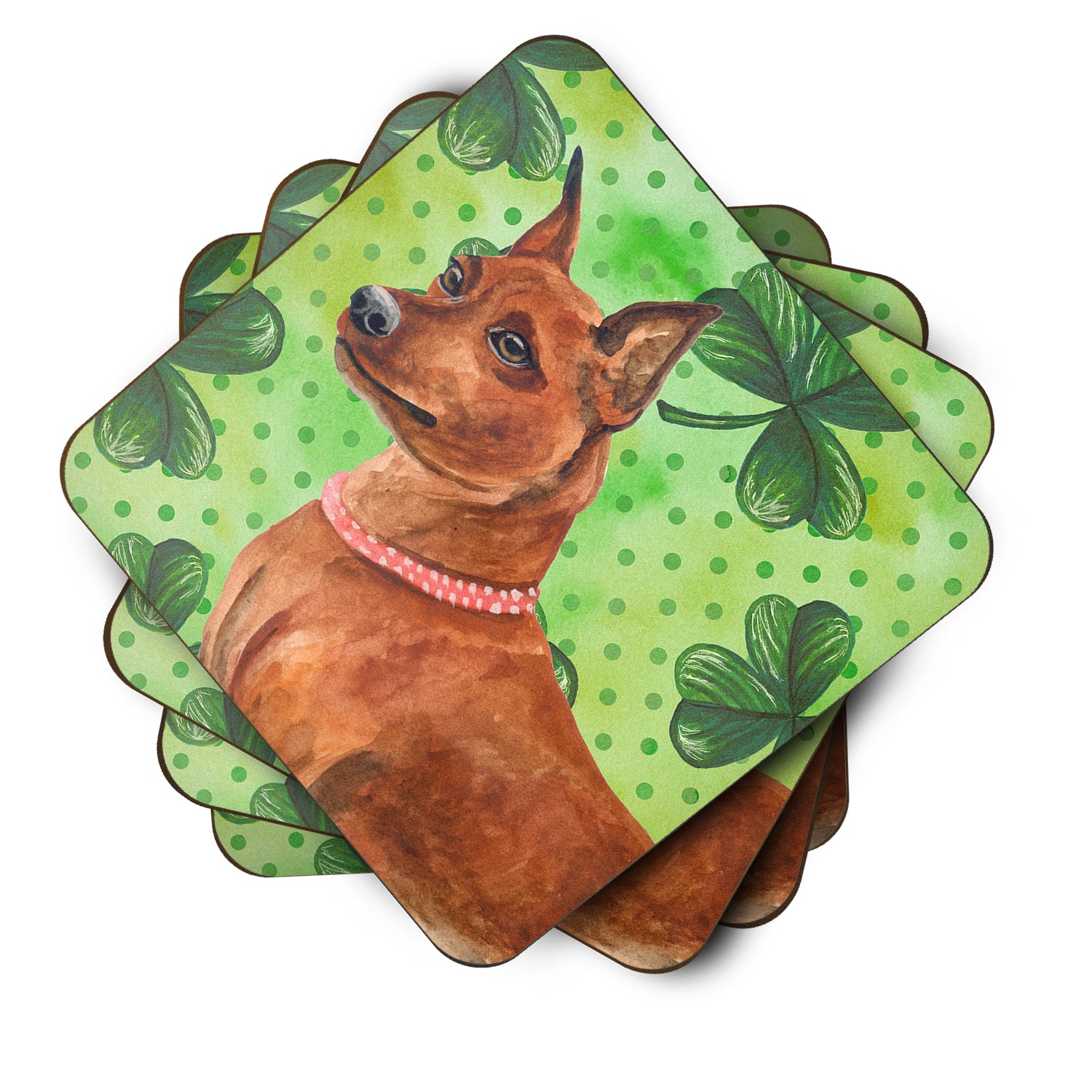 Miniature Pinscher St Patrick's Foam Coaster Set of 4 BB9830FC - the-store.com