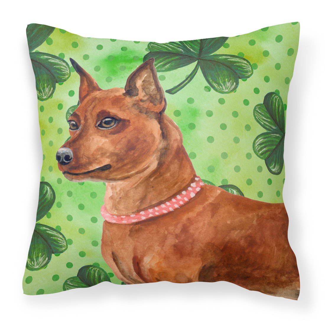 Miniature Pinscher St Patrick&#39;s Fabric Decorative Pillow BB9830PW1818 by Caroline&#39;s Treasures