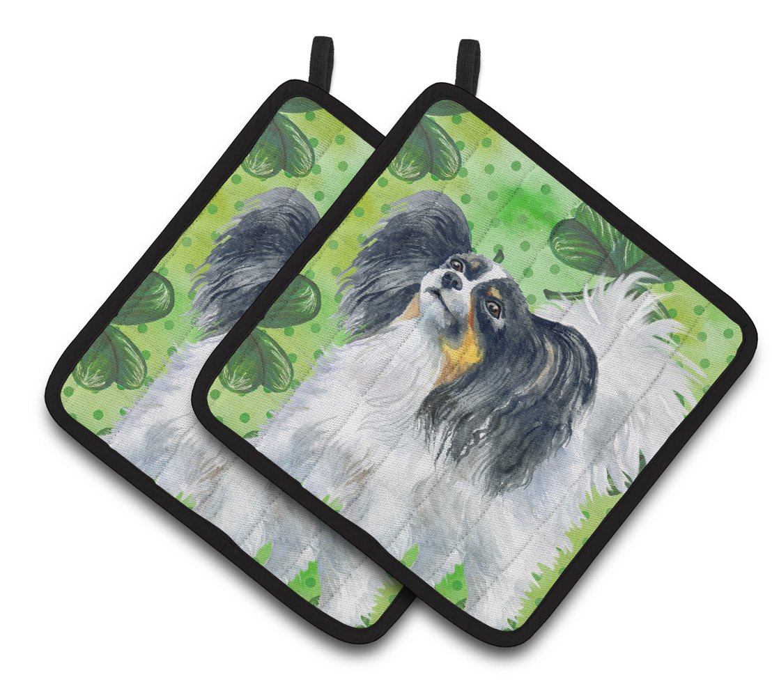 Papillon St Patrick's Pair of Pot Holders BB9831PTHD by Caroline's Treasures