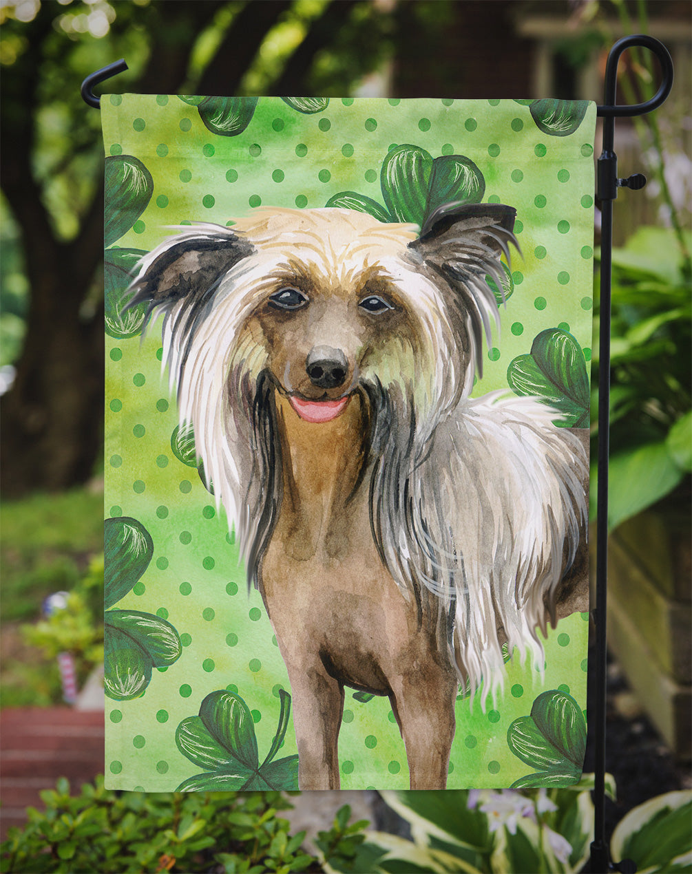 Chinese Crested St Patrick's Flag Garden Size BB9833GF  the-store.com.