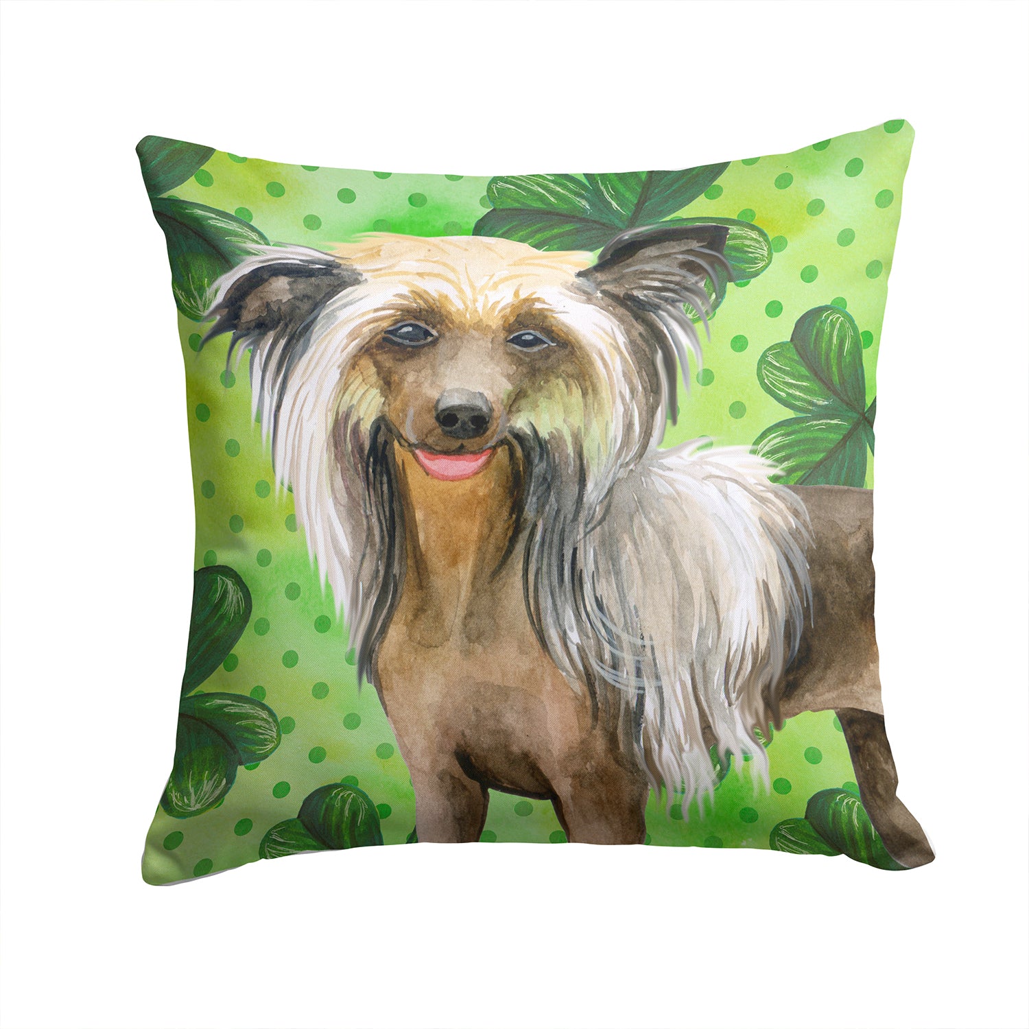 Chinese Crested St Patrick's Fabric Decorative Pillow BB9833PW1414 - the-store.com