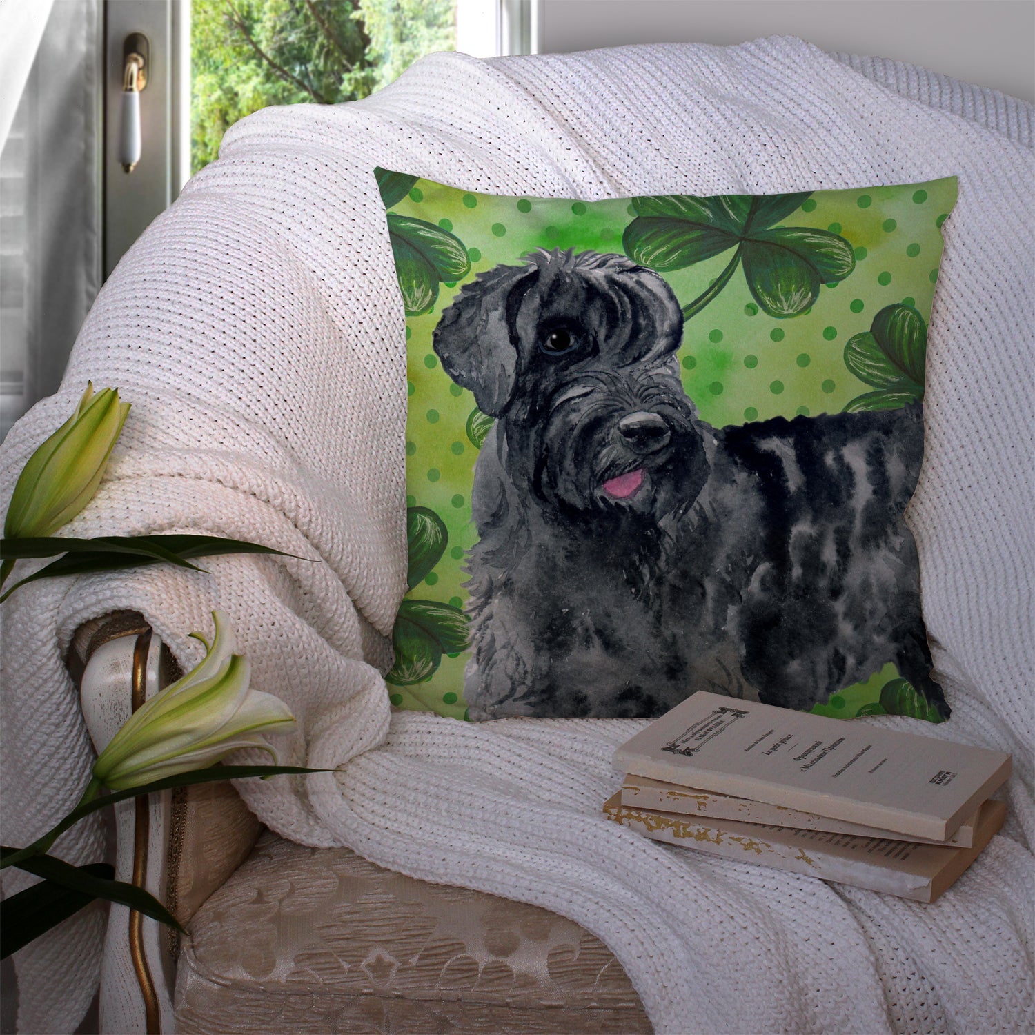 Giant Schnauzer St Patrick's Fabric Decorative Pillow BB9834PW1414 - the-store.com