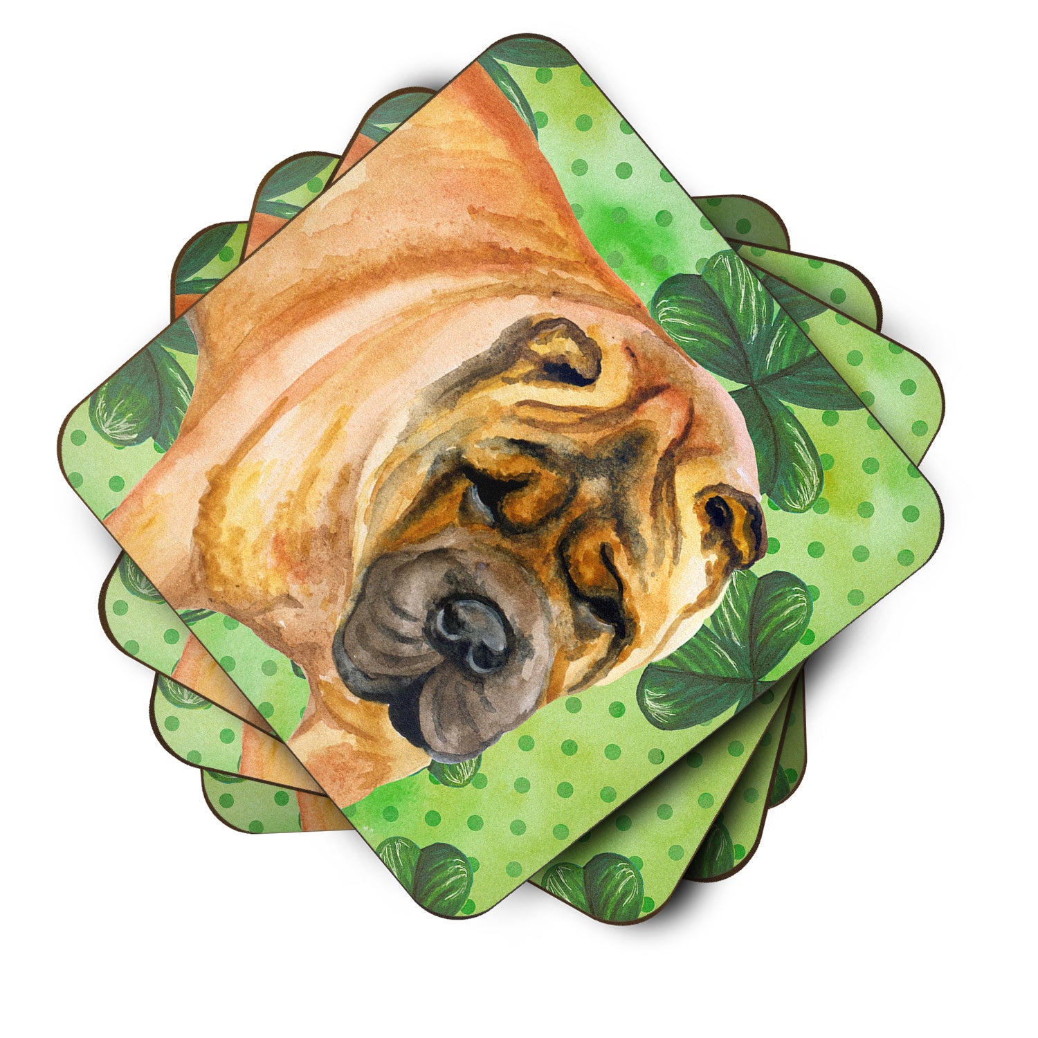 Shar Pei St Patrick's Foam Coaster Set of 4 BB9835FC - the-store.com