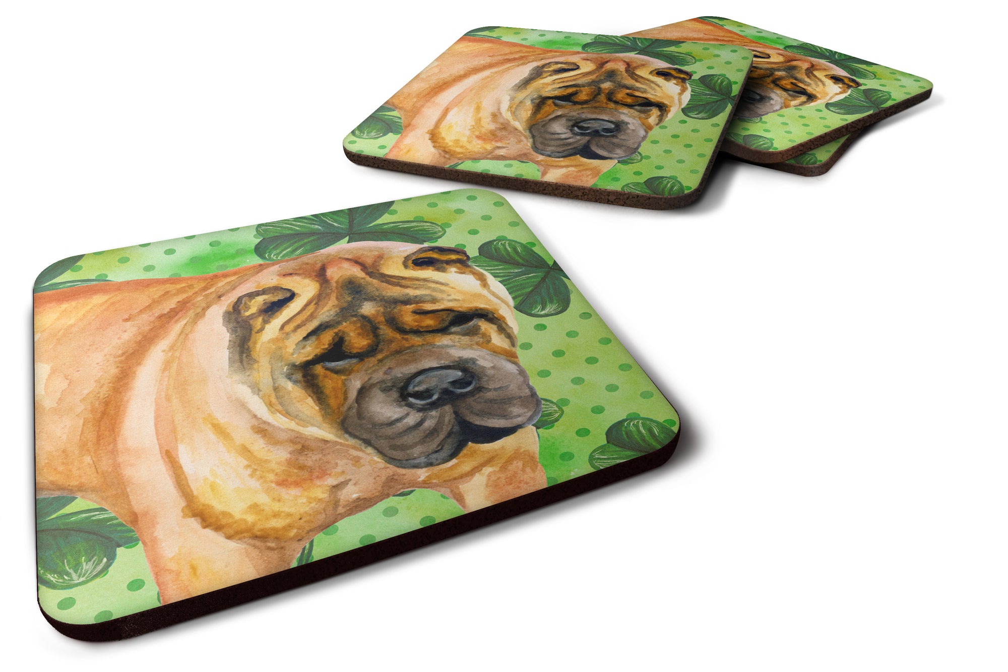 Shar Pei St Patrick's Foam Coaster Set of 4 BB9835FC - the-store.com