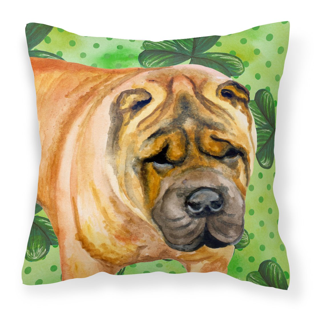 Shar Pei St Patrick's Fabric Decorative Pillow BB9835PW1818 by Caroline's Treasures