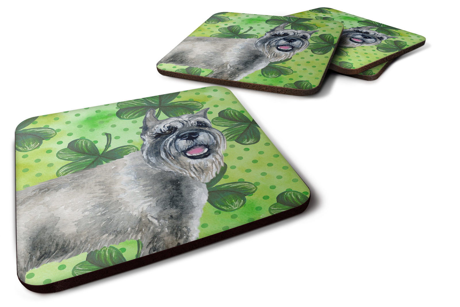 Schnauzer St Patrick's Foam Coaster Set of 4 BB9836FC - the-store.com