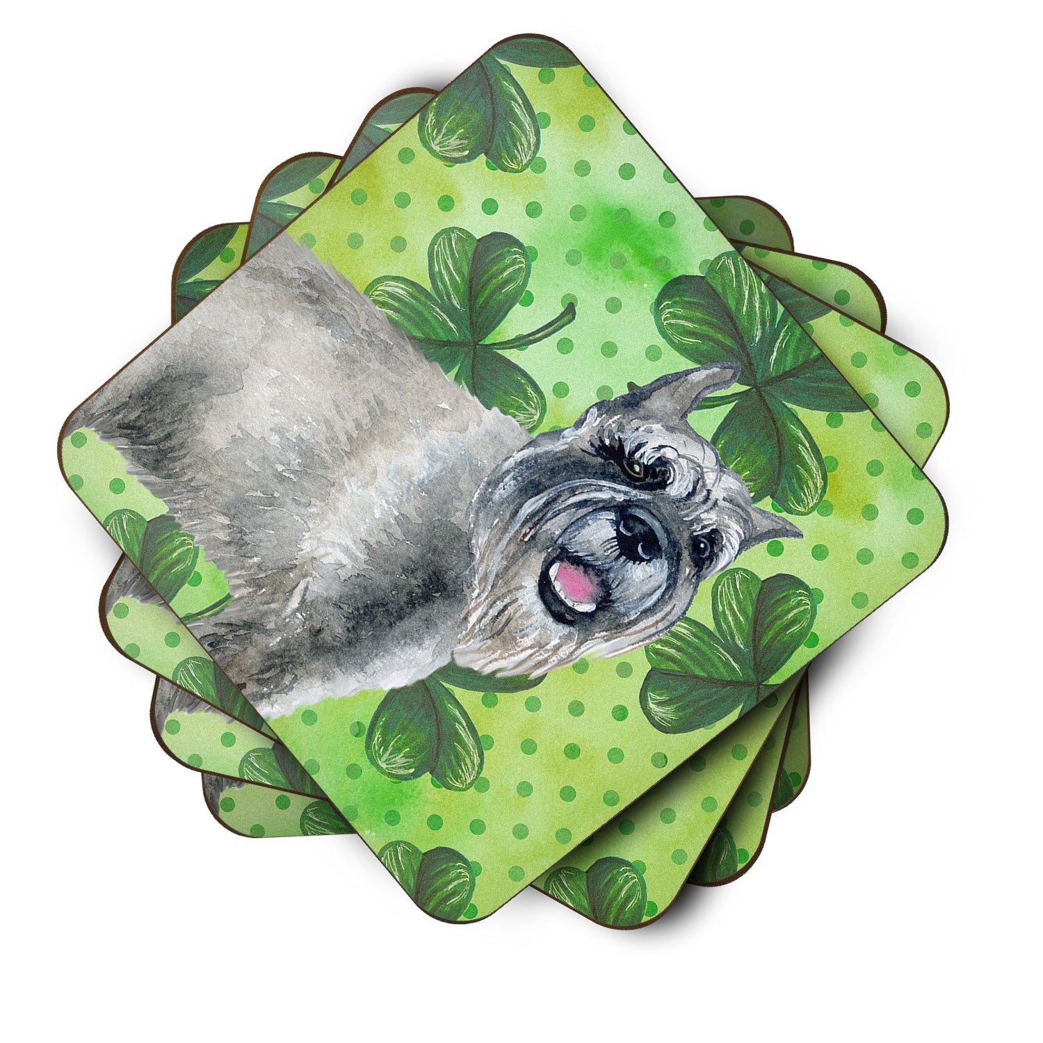 Schnauzer St Patrick's Foam Coaster Set of 4 BB9836FC - the-store.com