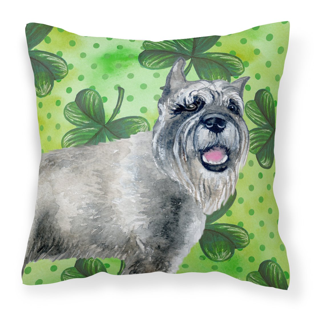 Schnauzer St Patrick&#39;s Fabric Decorative Pillow BB9836PW1818 by Caroline&#39;s Treasures