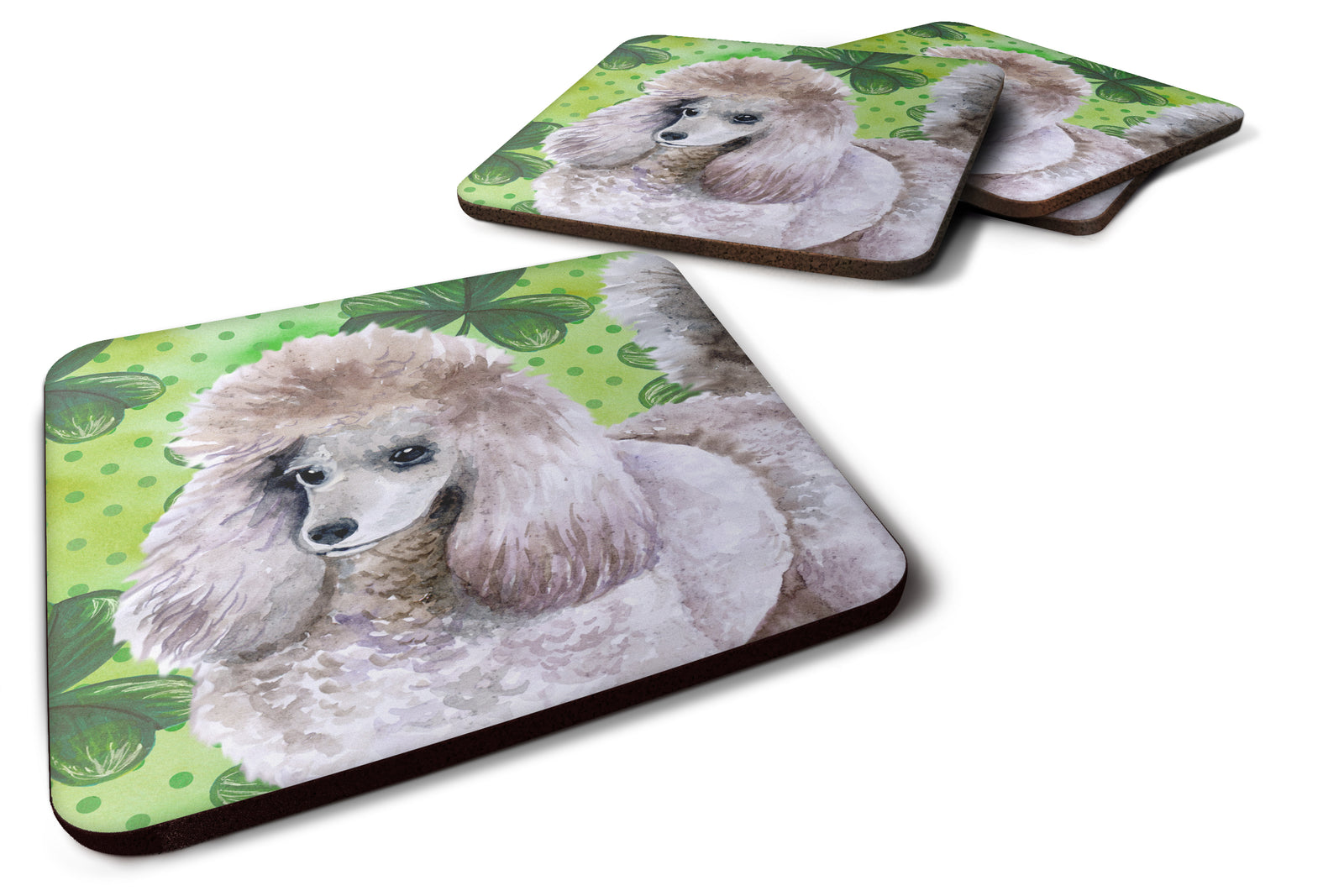 Poodle St Patrick's Foam Coaster Set of 4 BB9839FC - the-store.com