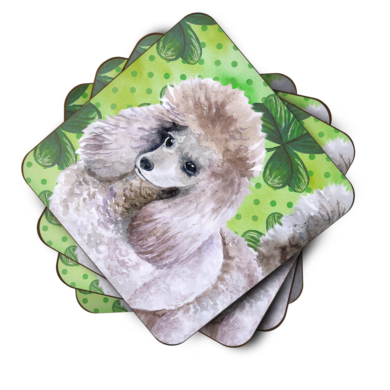 Poodle St Patrick's Foam Coaster Set of 4 BB9839FC - the-store.com