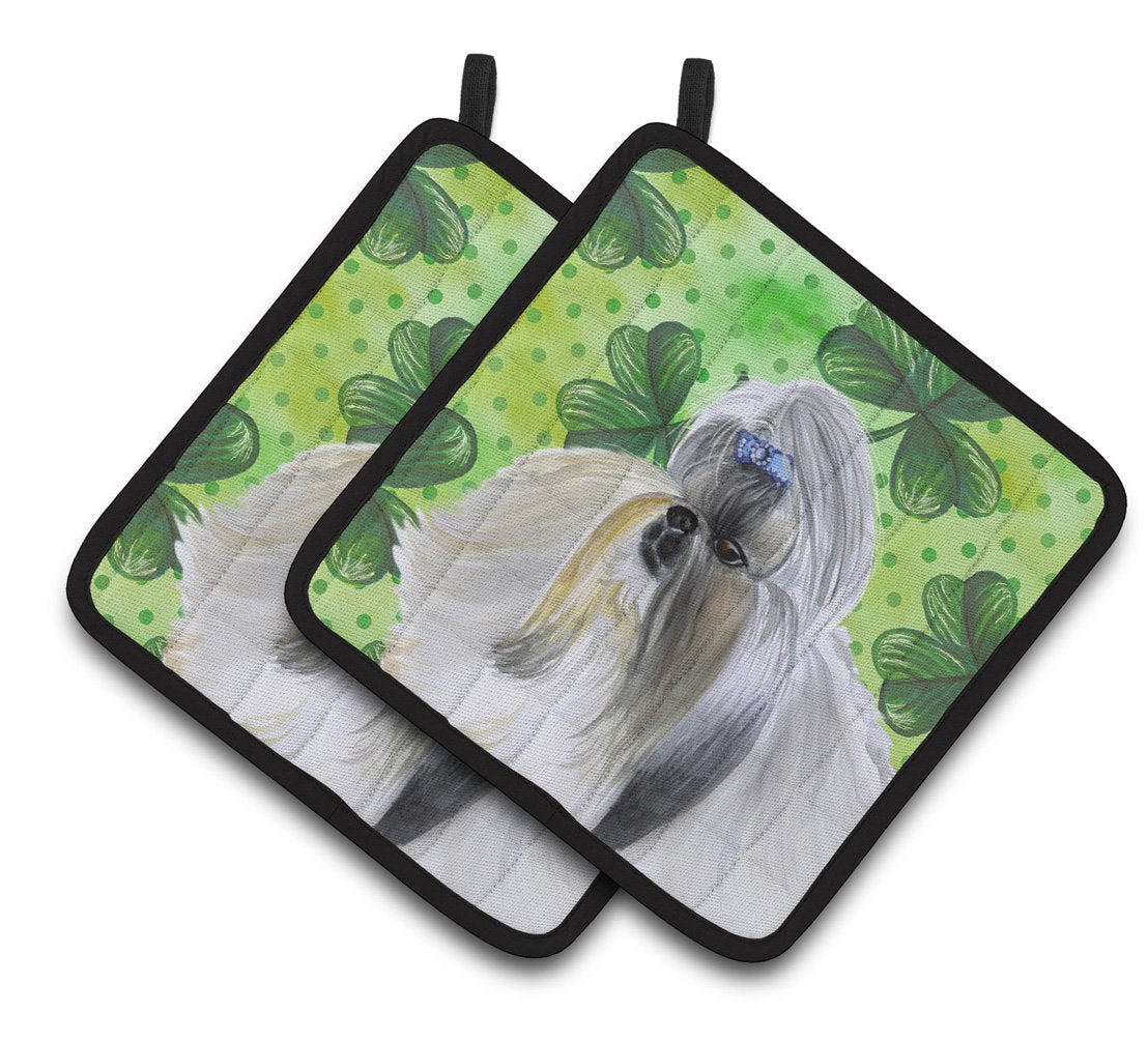 Shih Tzu St Patrick&#39;s Pair of Pot Holders BB9840PTHD by Caroline&#39;s Treasures